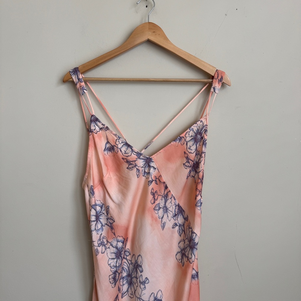 Intimately Free People Cassie Girl Satin Floral Slip Dress Orange Combo - Medium - Picture 10 of 16